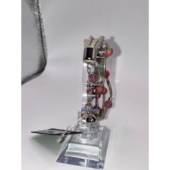 NWT! Mia & Tess Beaded Suede Illusion Mauve 9.5" Bracelet! - Picture 12 of 16